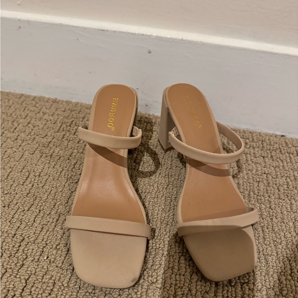 Bamboo Shoes Nude Block Heel Sandals